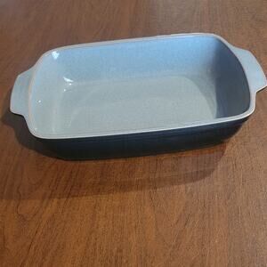 DENBY England Large Deep Baking Dish Grey Blue Casserole Lasagna Pan